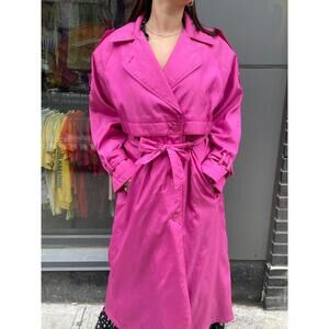 80s Fuschia Trench Coat